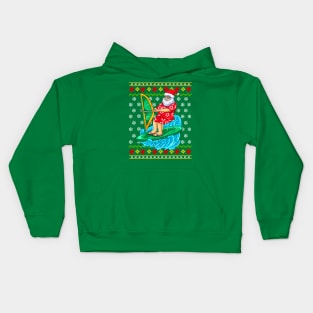 Wind Surf Santa Claus Ugly Christmas Sweater Kids Hoodie